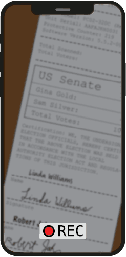 Example of a bad poll tape recording — blurry, crooked, hard to read